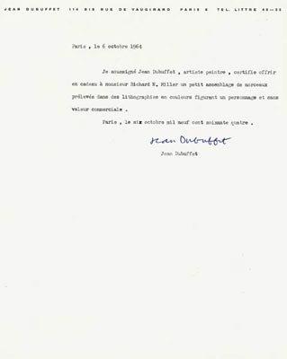 Dubuffet lettre