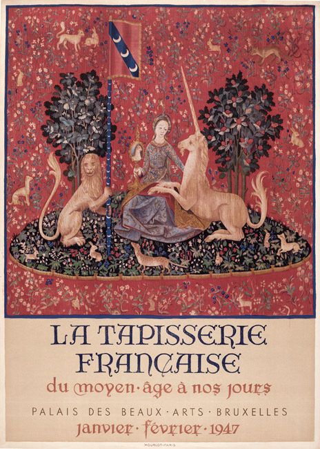 -Affiche-Lithographie-La-Tapisserie-Française-Palais-des-Beaux-Arts,-Bruxelles-1947