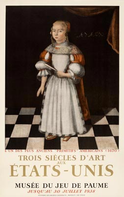 -Affiche-Lithographie-Trois-siècles-d-Art-aux-Etats-Unis-Musée-du-Jeu-de-Paume,-Paris-1938