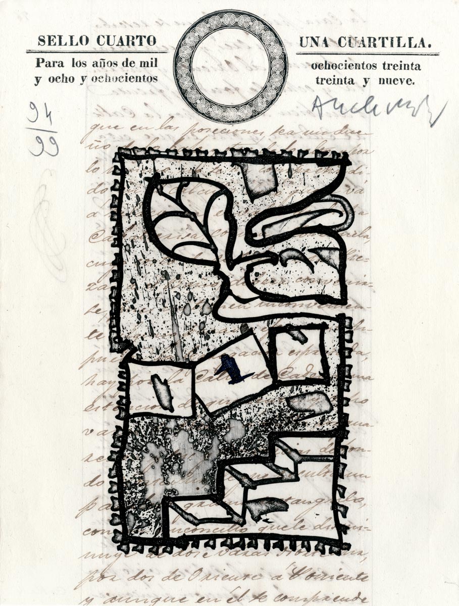 Pierre-Alechinsky-Estampe-Eau-forte-Una-Cuartilla-Hatje,-Stuttgart-1993