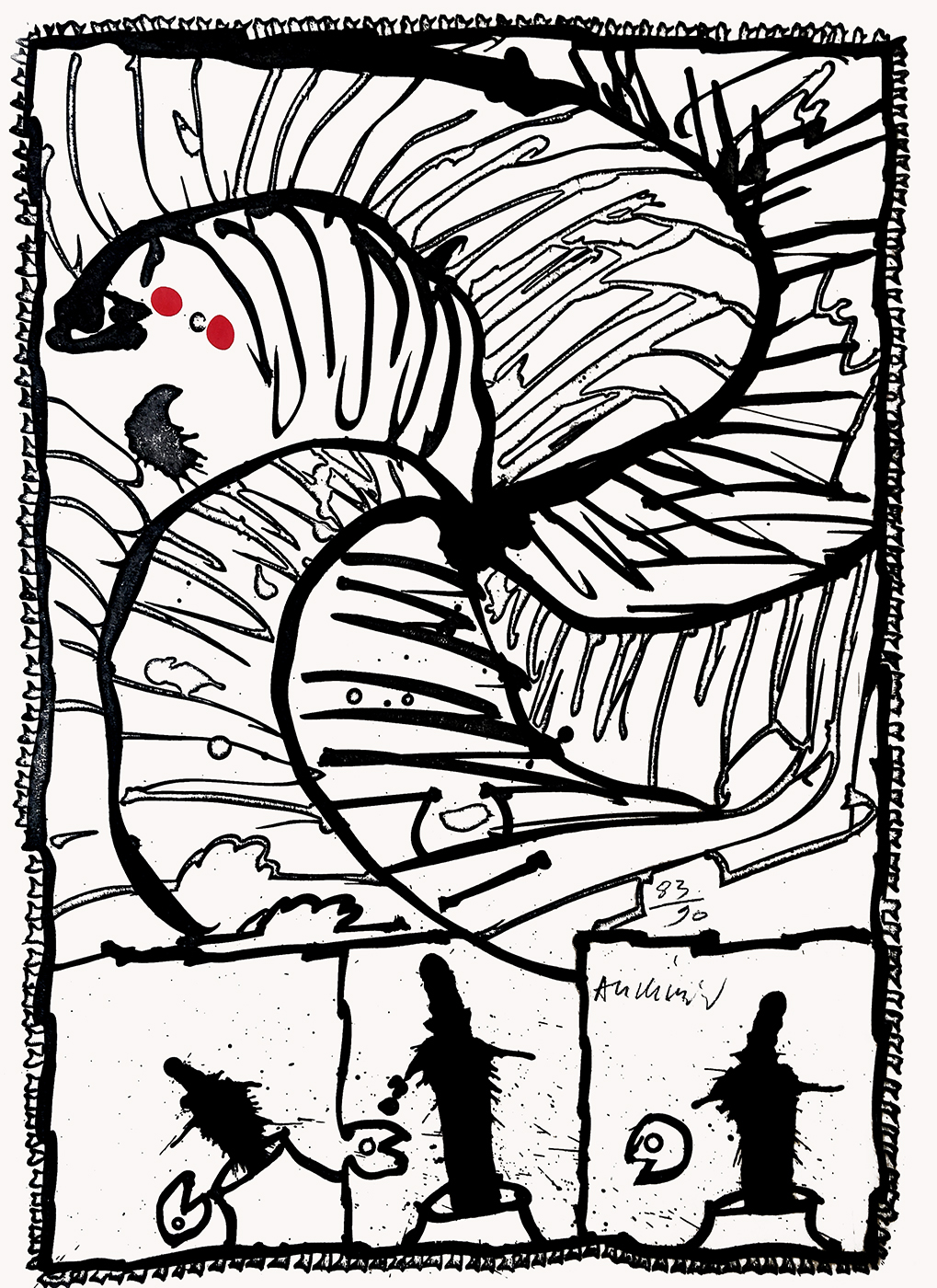 Pierre Alechinsky, Eau-forte, -Centrifuge-, 1988