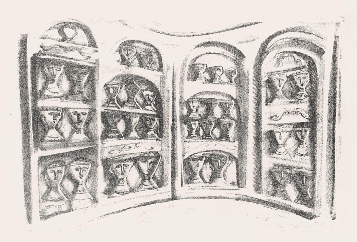 Massimo Campigli, Lithographie, -Palchi di teatro-, 1945