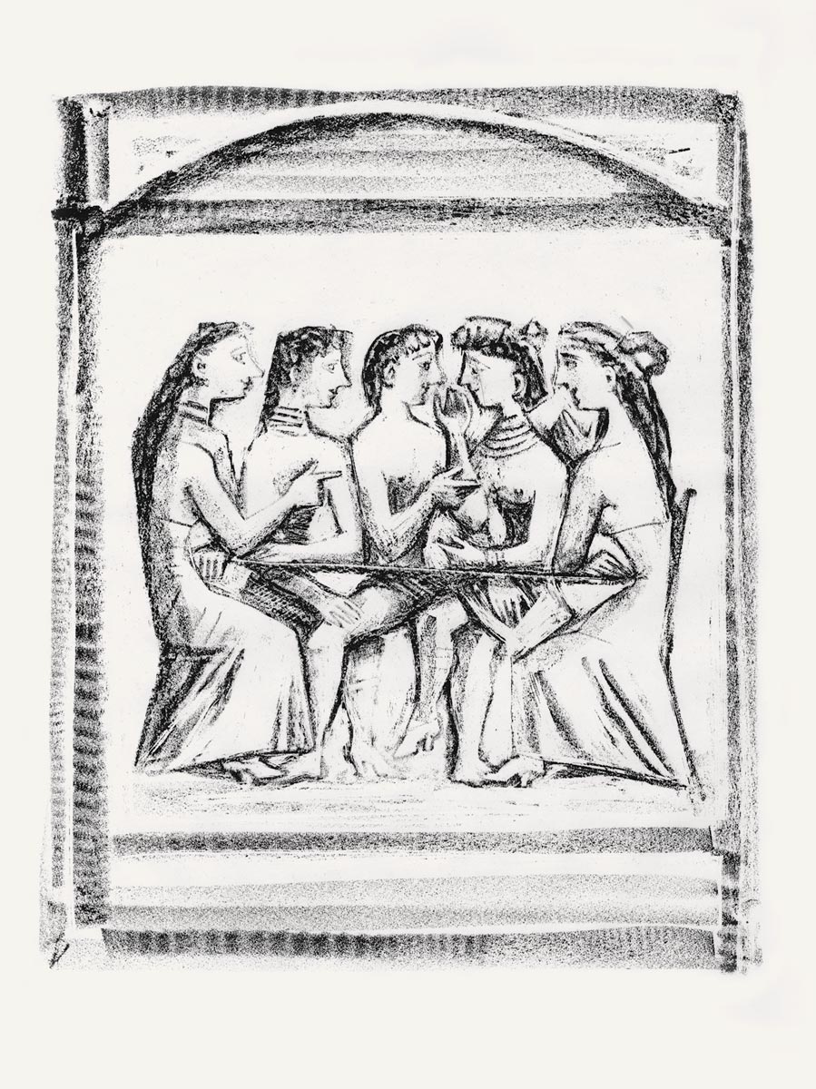 Massimo-Campigli-Estampe-Lithographie-Theseus,-Studio-per-il-pasto--1949
