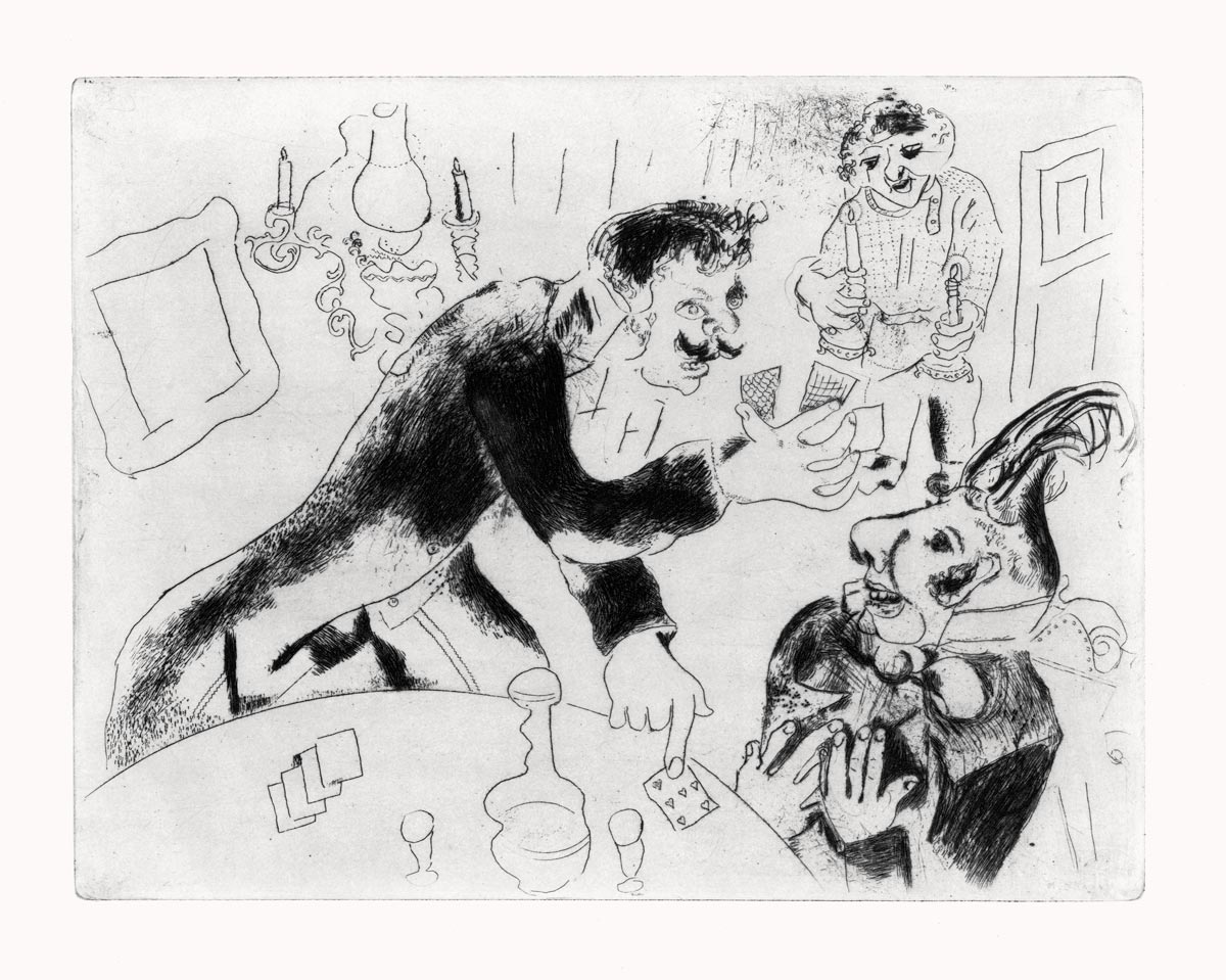 Marc-Chagall-Estampe-Eau-forte-Les-Cartes-à-jouer-Vollard-Tériade,-1948-1923-1927