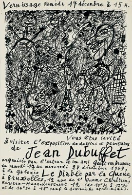 Jean-Dubuffet-Affiche-choisir-Jean Dubuffet dessins et peintures-Le Diable par la queue, Bruxelles-1949