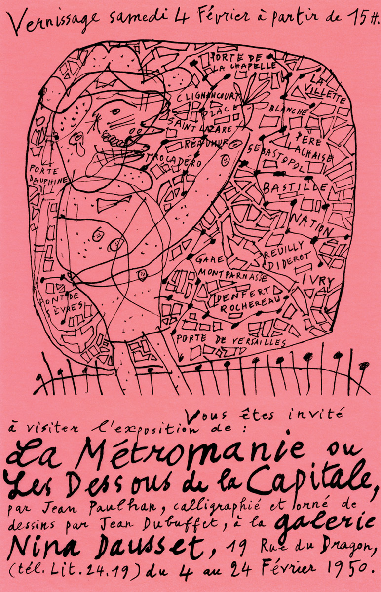 Jean-Dubuffet-Affiche-Affiche-originale-La-métromanie-Galerie-Nina-Dausset,-Paris-1950
