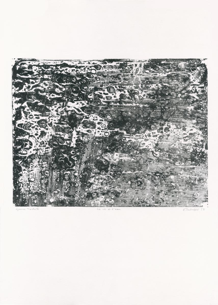 Jean Dubuffet, Lithographie, -(Les phénomènes), La vie de l-eau-, 1958