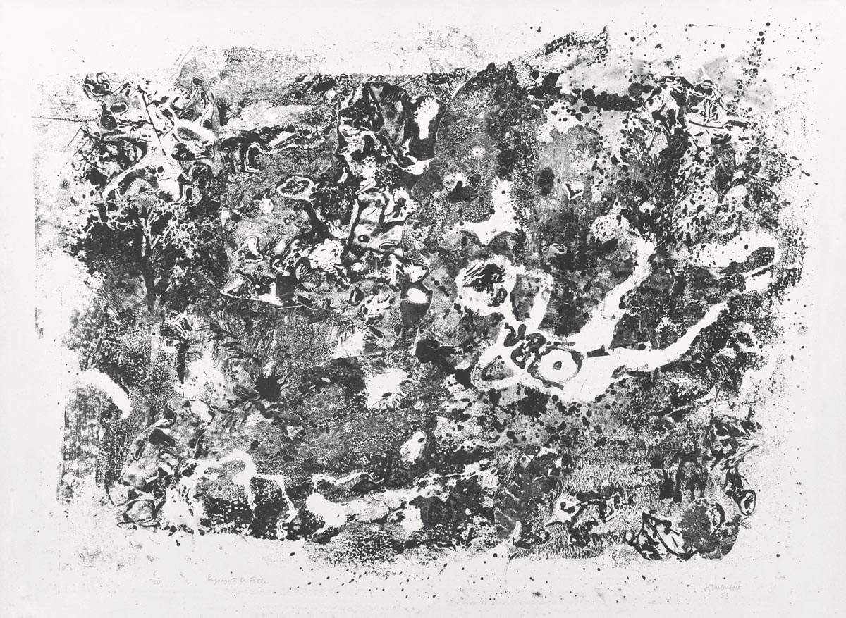 Jean-Dubuffet-Estampe-Lithographie-Paysage-à-la-folle--1953