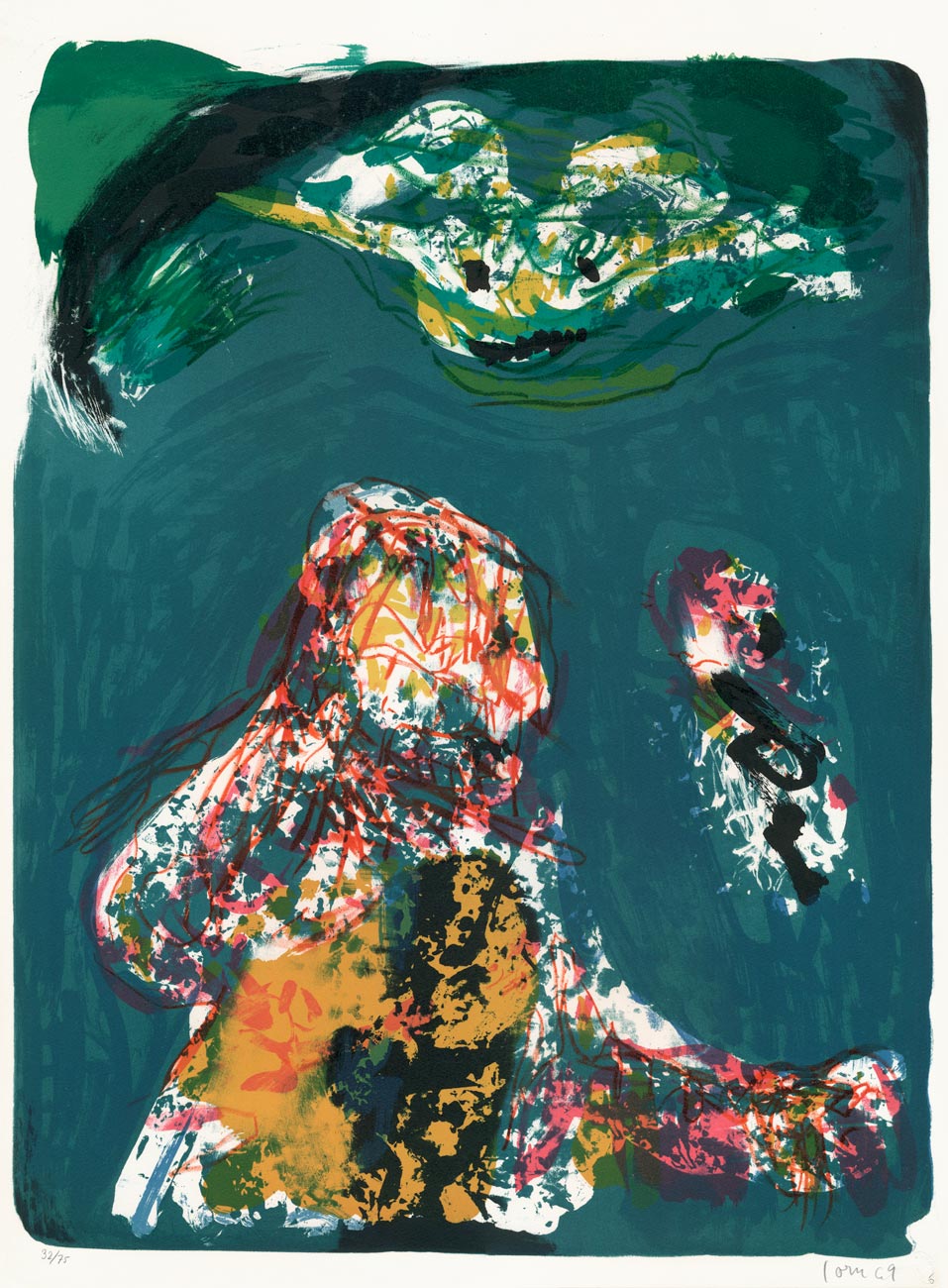 Asger Jorn, Lithographie, -intimités graphoglyptiques (5)-, 1969
