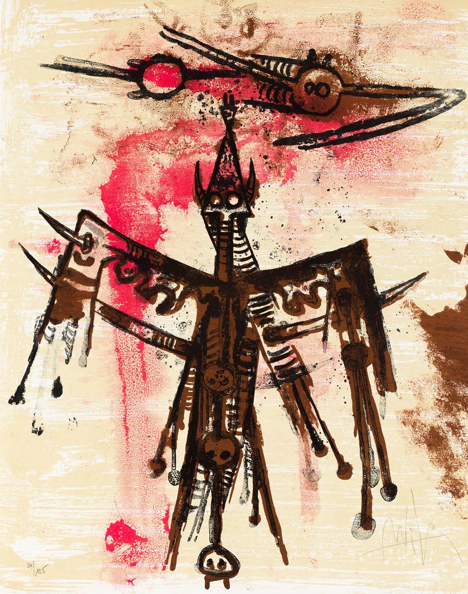 Wifredo Lam, Lithographie, -El circulo de piedra-, 1970