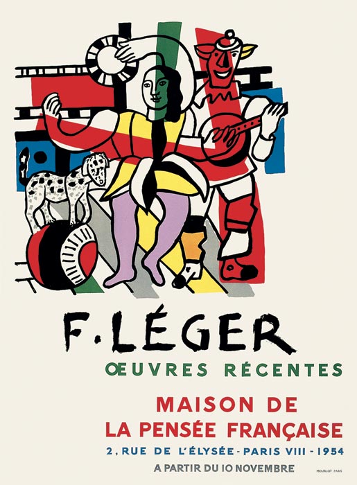 Fernand-Léger-Affiche-Lithographie-Oeuvres récentes-Maison de la Pensée Française, Paris à partir du 10 novembre-1954