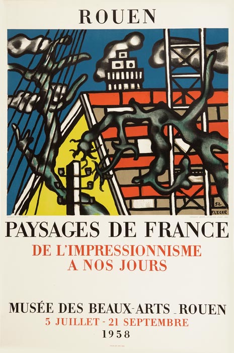 Fernand-Léger-Affiche-Lithographie-Paysages de France-Musée des Beaux-Arts, Rouen-1958
