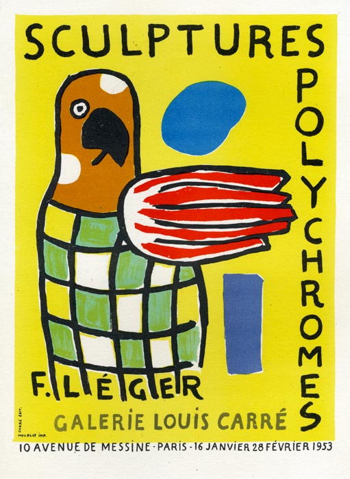 Fernand-Léger-Affiche-Lithographie-Sculptures polychromes-Galerie Louis Carré, Paris-1953