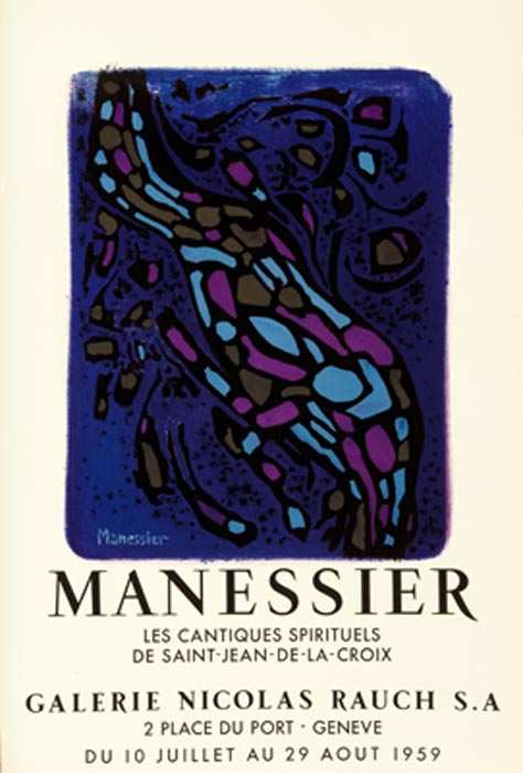 Alfred-Manessier-Affiche-Lithographie-Les cantiques spirituels de Saint-Jean-de-la-Croix-Galerie Nicolas Rauch, Genève-1959