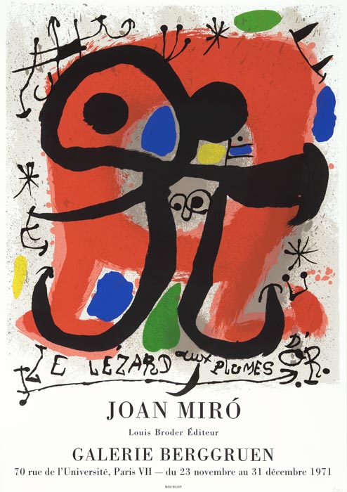 Joan-Miró-Affiche-Lithographie-Le-Lézard-aux-plumes-d-or-Berggruen,-Paris-1971