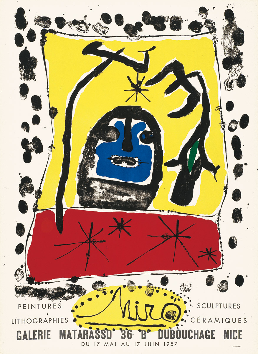 Joan-Miró-Affiche-Lithographie-Peintures, Lithographies, Sculptures, Céramiques-Galerie Matarasso, Nice-1957