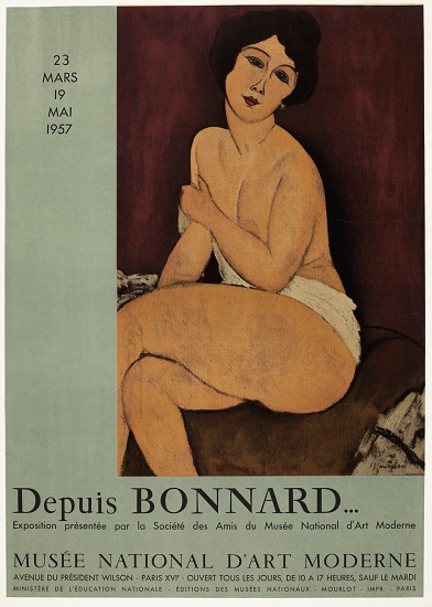 Amedeo-Modigliani-Affiche-Lithographie-Depuis Bonnard...-Musée National d’Art moderne, Paris-1957