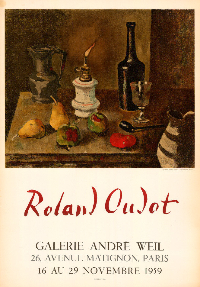 Roland-Oudot-Affiche-Lithographie-Roland-Oudot-Galerie-André-Weil,-Paris-1959