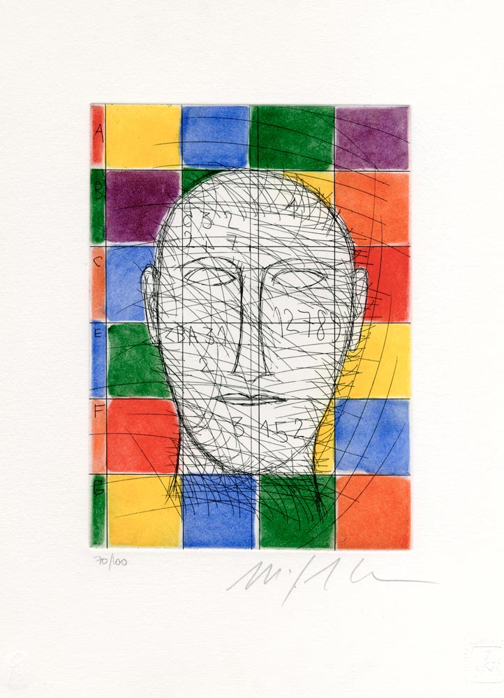 Mimmo Paladino, Eau-forte, -Testa-, 2012