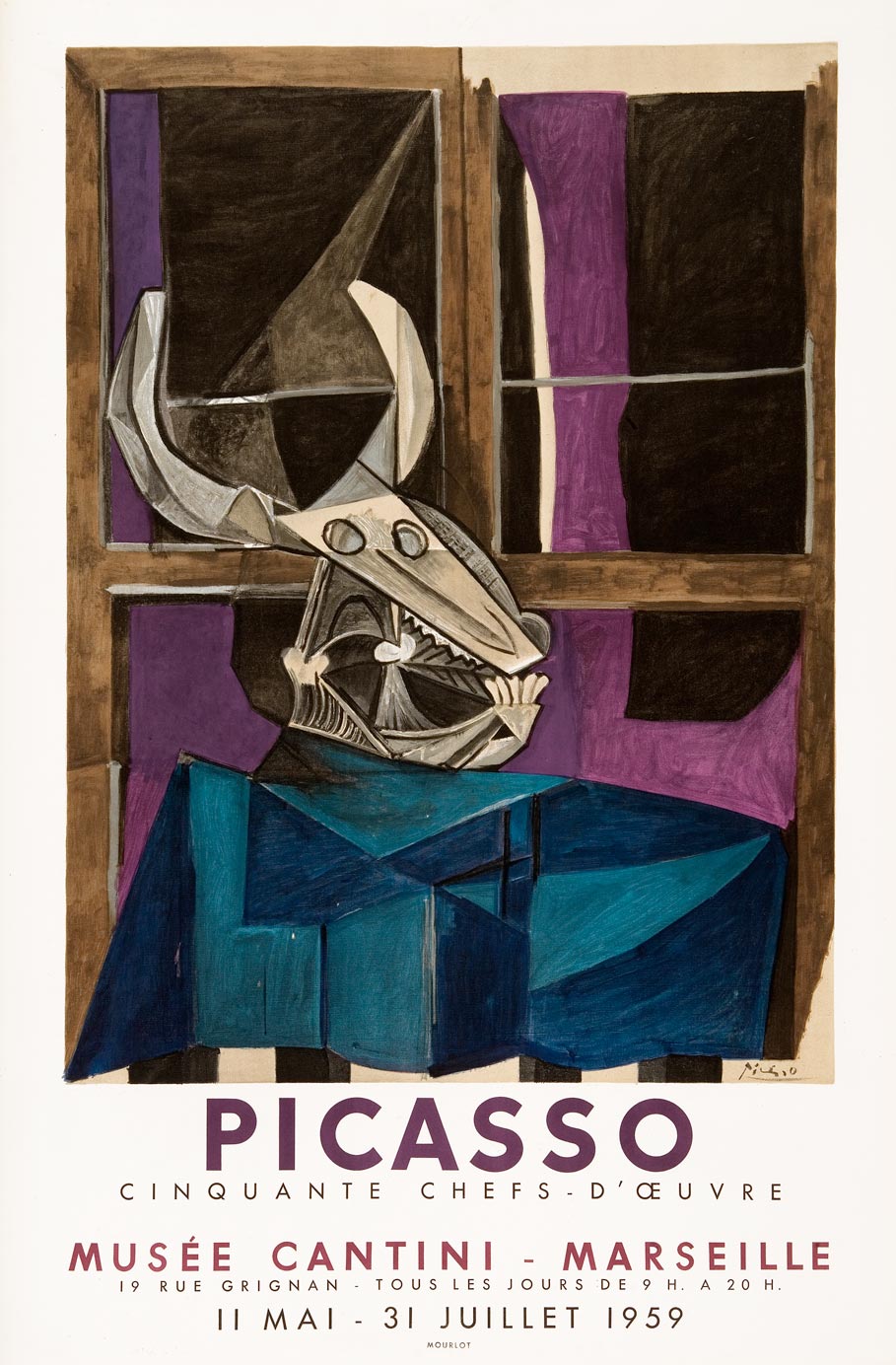 Pablo-Picasso-Affiche-choisir-Cinquante chefs-d’oeuvre-Musée Cantini, Marseille-1959