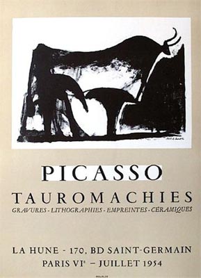 Pablo-Picasso-Affiche-Lithographie-Tauromachies-La Hune, Paris-1954