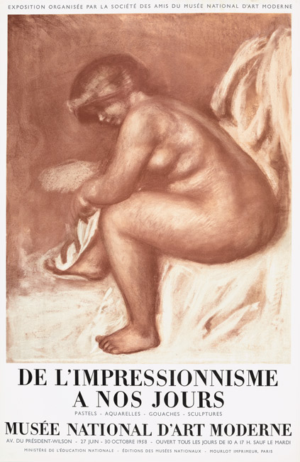 Auguste-Renoir-Affiche-Lithographie-De-l-Impressionnisme-à-nos-jours-Musée-National-d-Art-Moderne,-Paris-1958