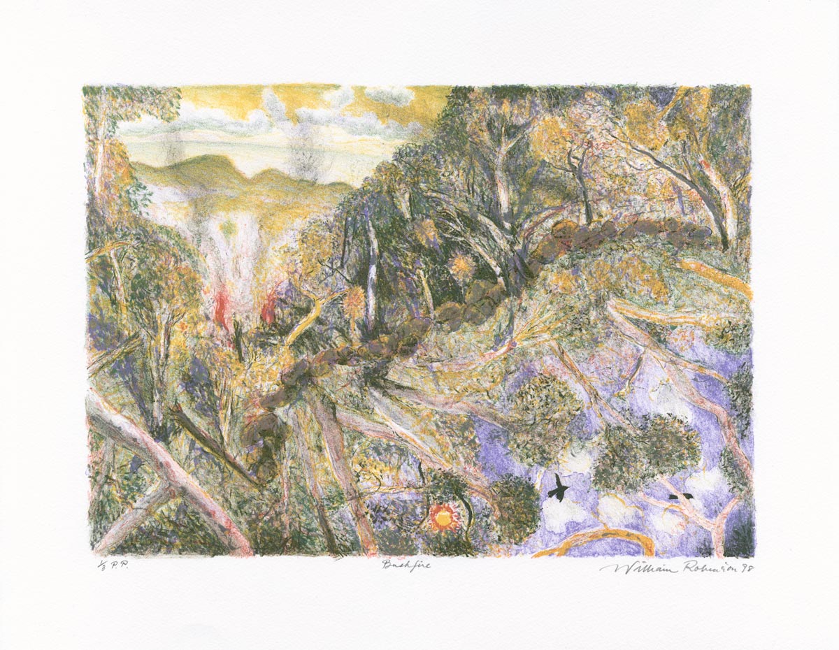 William Robinson, Lithographie, -Bushfire-, 1998