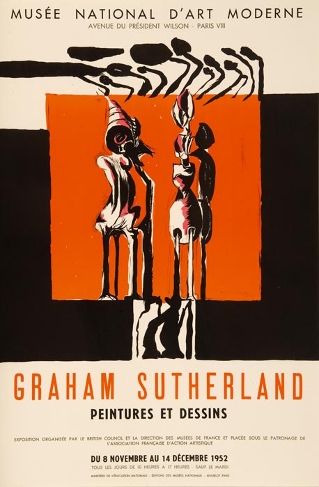 Graham-Sutherland-Affiche-Lithographie-Graham Sutherland, Peintures et dessins-Musée d’Art Moderne, Paris-1952
