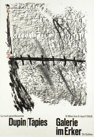 Antoni-Tàpies-Affiche-Lithographie-La nuit grandissante Dupin / Tàpies-Galerie Erker, St. Gallen-1968