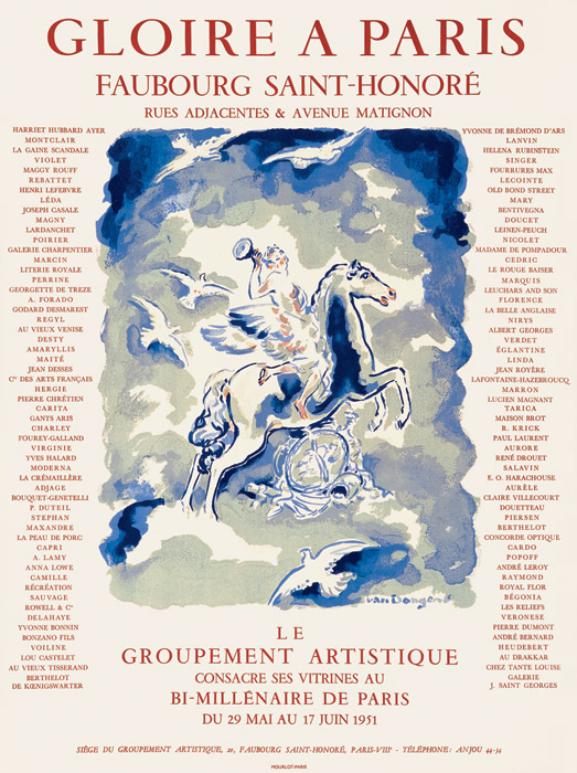 Kees-Van Dongen-Affiche-Lithographie-Gloire à Paris-Faubourg Saint-Honoré-1951