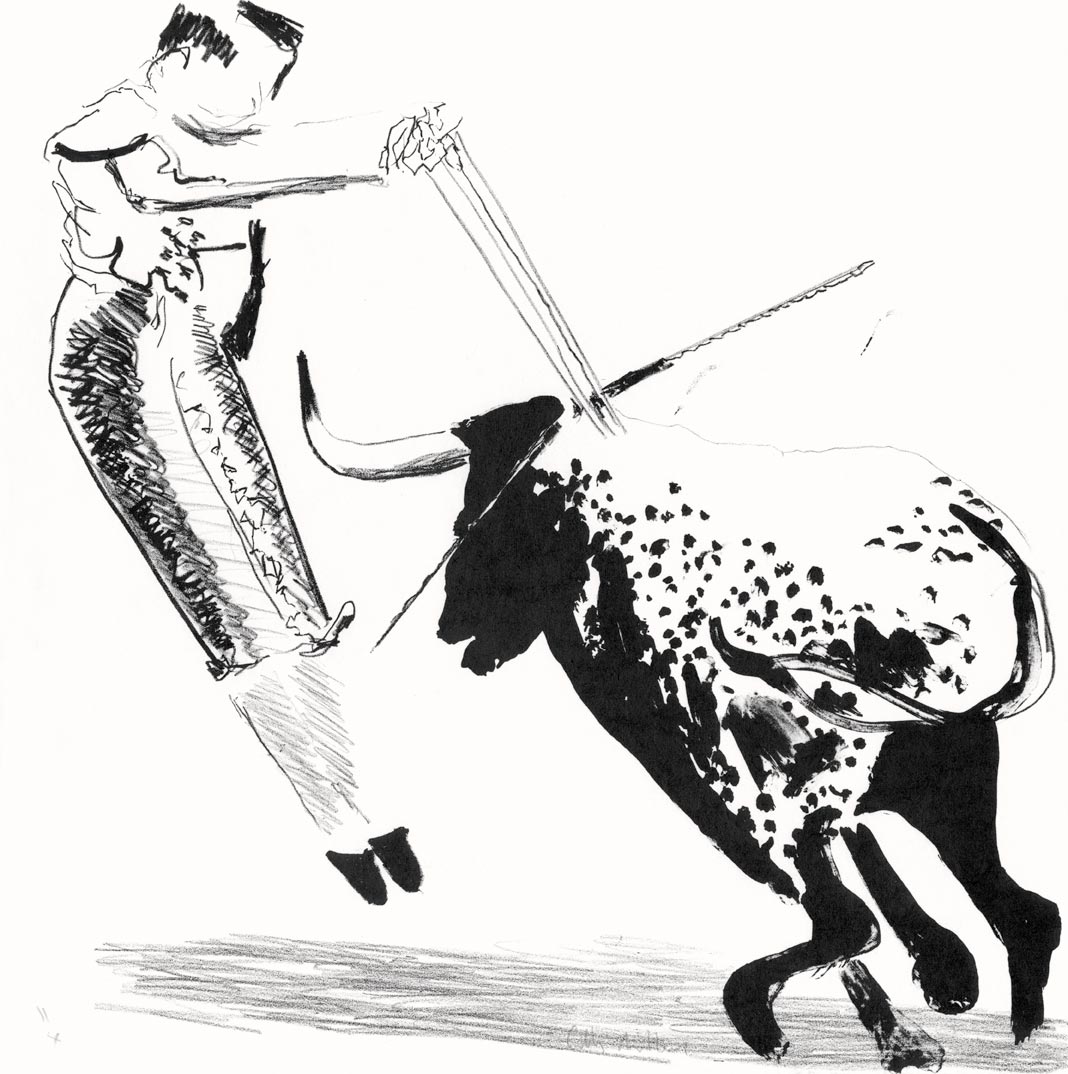 Gilles Aillaud, Lithographie, -Tauromachie, Las Banderillas II-, 1996