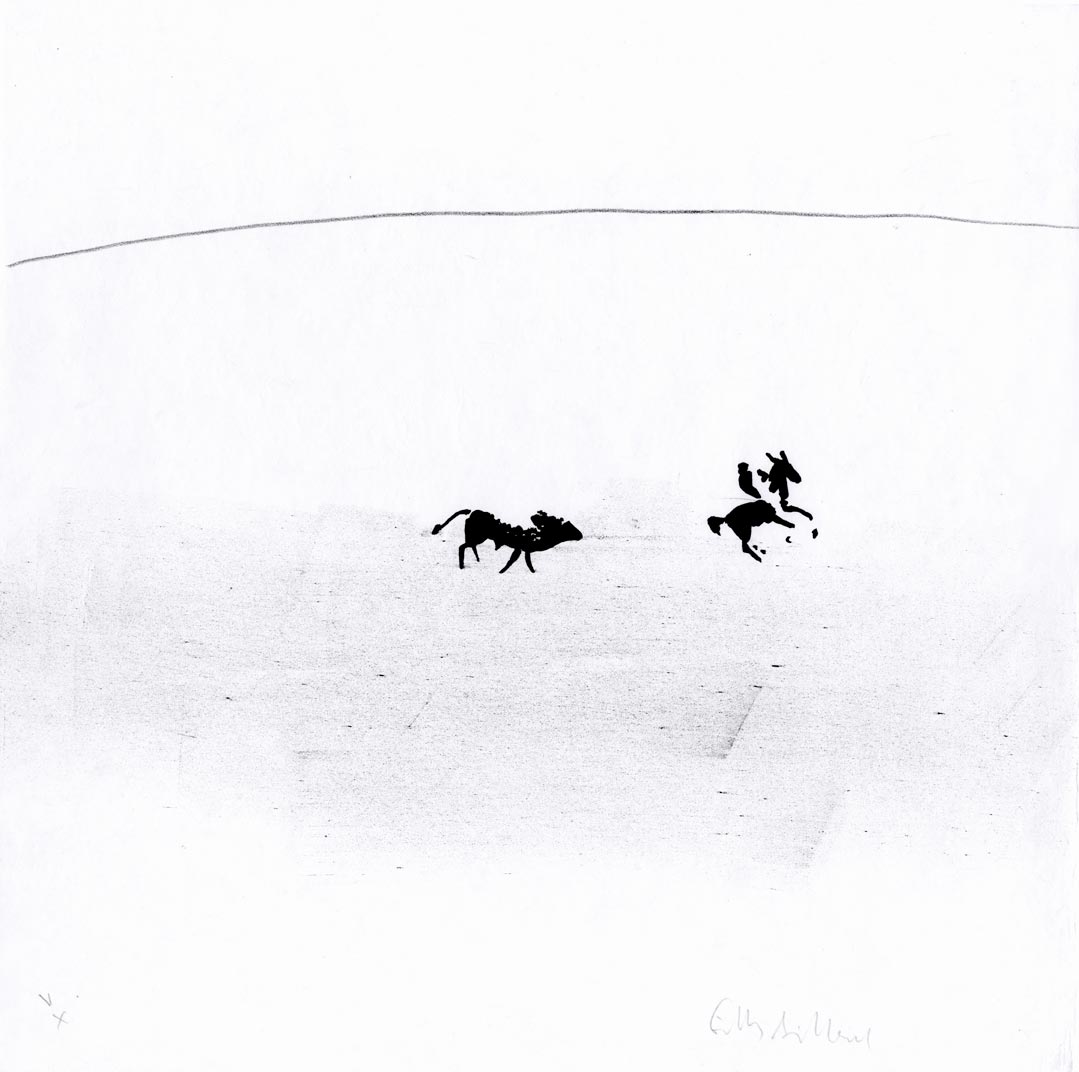 Gilles Aillaud, Lithographie, -Tauromachie, Toreo a caballo 2-, 1996