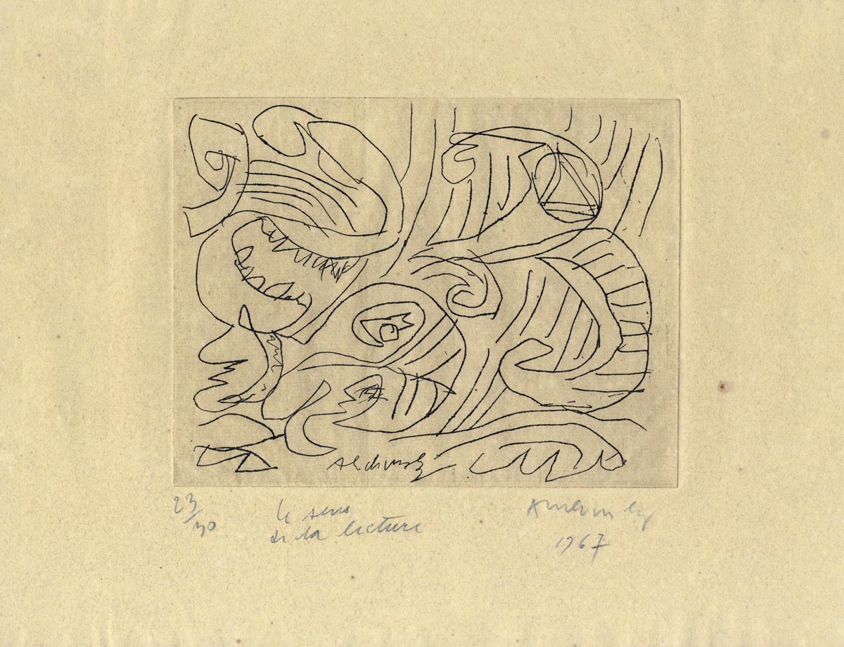 Pierre Alechinsky, Eau-forte, -Le sens de la lecture-, 1967