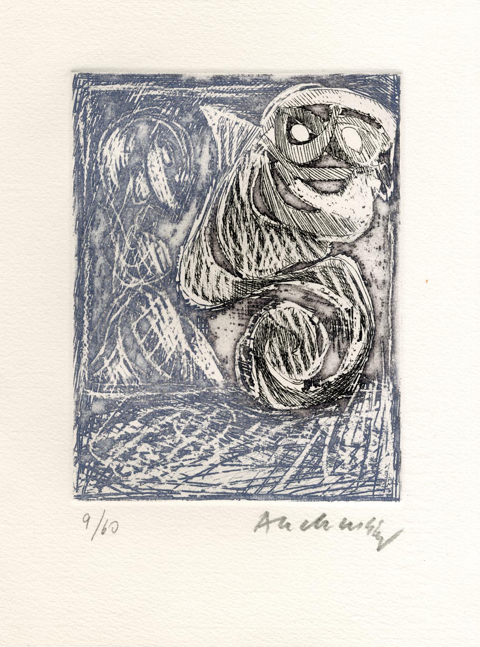 Pierre Alechinsky, Eau-forte, -Quelques vieilles lignes VII-, 1962