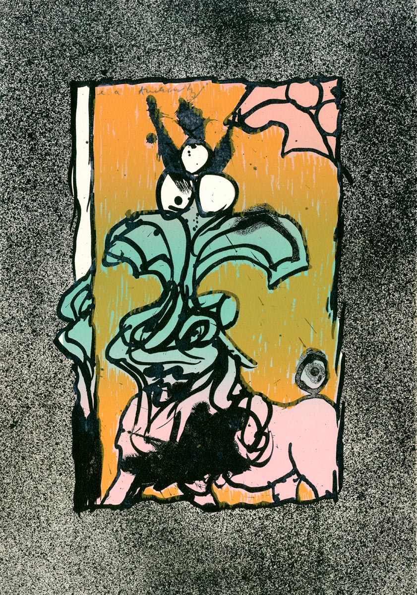 Pierre Alechinsky, Lithographie, -Boeuf gros sel-, 1969