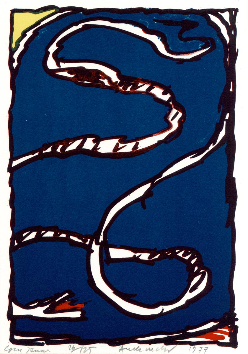 Pierre Alechinsky, Lithographie, -Coin jaune-, 1977