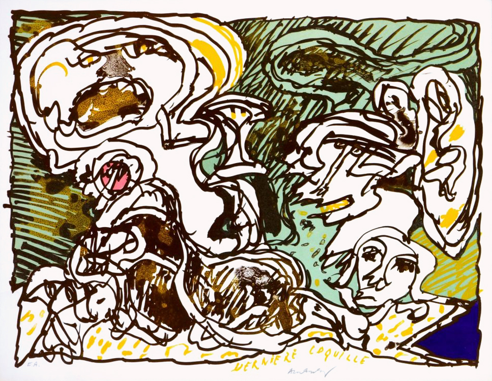 Pierre Alechinsky, Lithographie, -Dernère coquille-, 1977