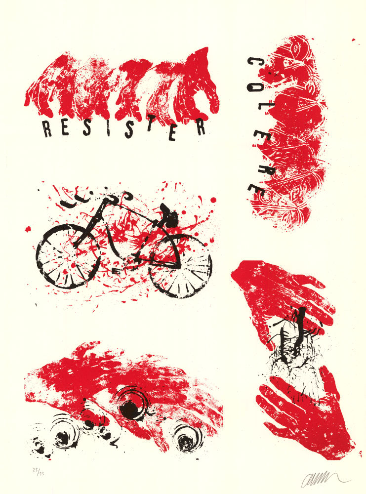 Arman, Lithographie, -Résister colère-, 2001