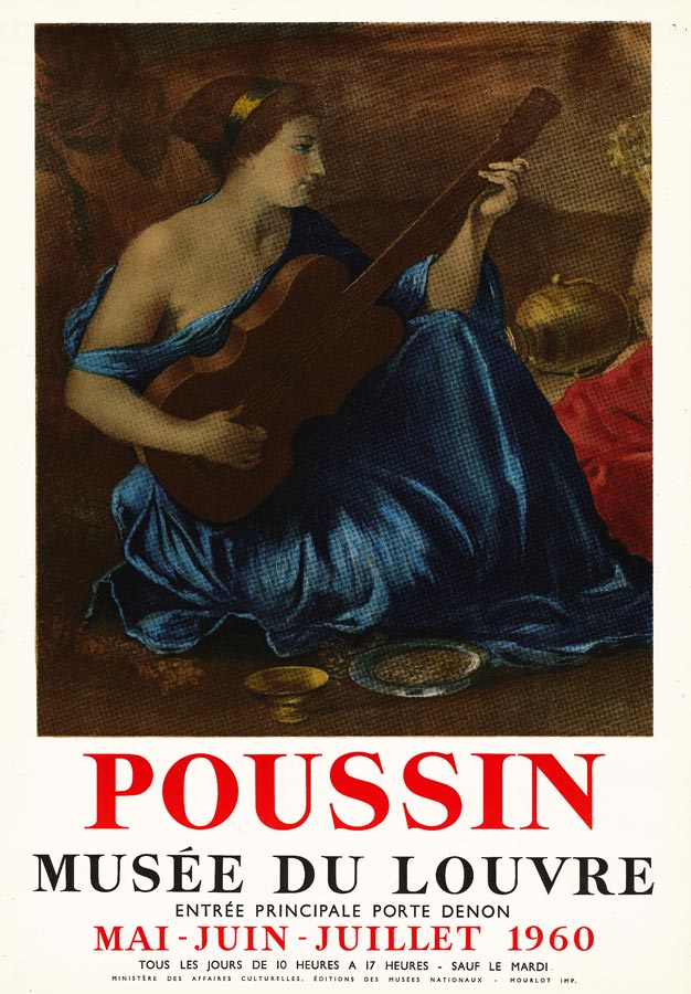 Nicolas-Poussin-Affiche-Lithographie-Poussin-Musée-du-Louvre,-Paris-1960