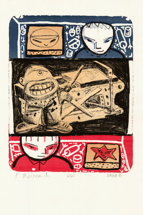 Hervé Di Rosa, Lithographie, -La leçon de litho-, 1985