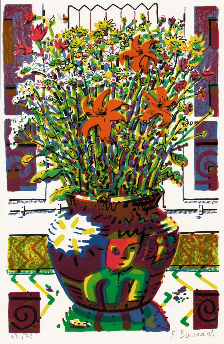 François-Boisrond-Estampe-Lithographie-Le bouquet-Atelier Bordas Paris-1992