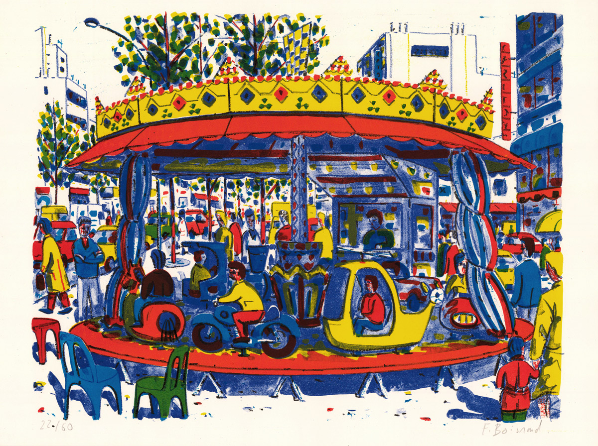 François Boisrond, Lithographie, -Paris-ci aussi, Le manège -, 1990