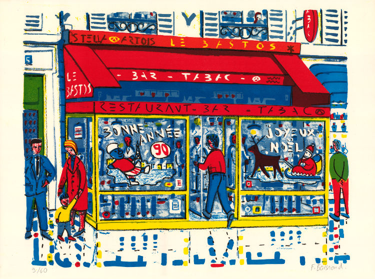 François Boisrond, Lithographie, -Paris-ci aussi, le tabac-, 1990