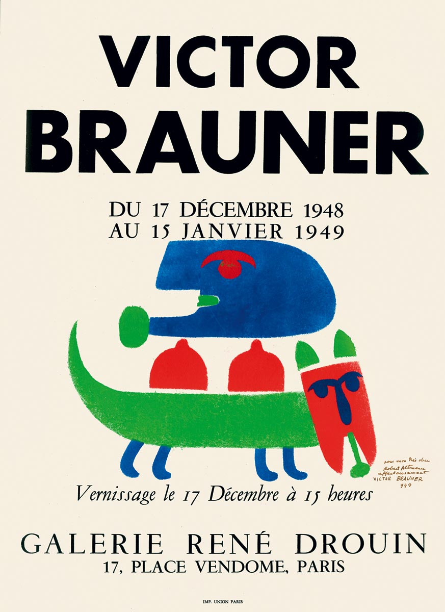 Victor-Brauner-Affiche-Affiche-originale-Victor-Brauner-Galerie-René-Drouin,-Paris-1948