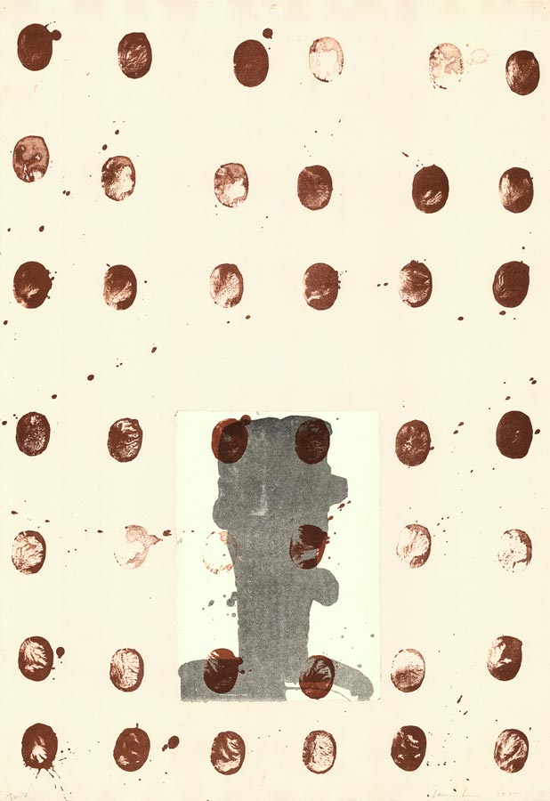 James-Brown-Estampe-Lithographie-Red-Spots-I-Galerie-Lelong,-Paris-1989
