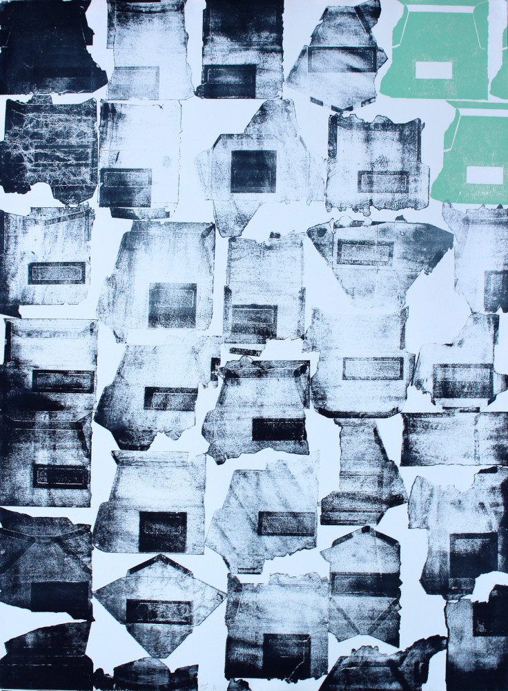 Pierre Buraglio, Lithographie, -Enveloppes vertes-, 1985