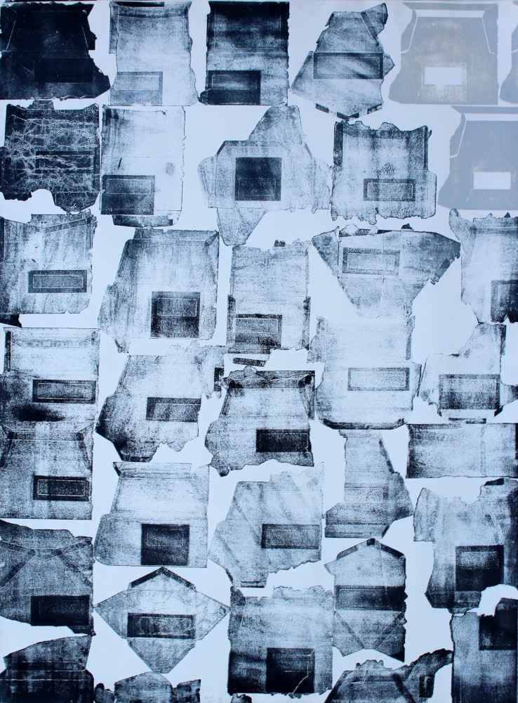 Pierre Buraglio, Lithographie, -Enveloppes grises-, 1985