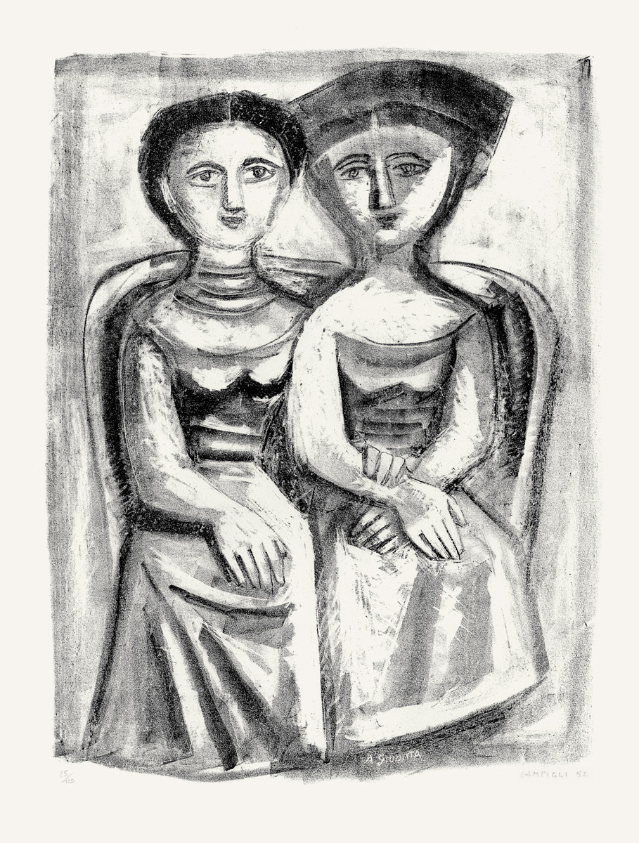 Massimo Campigli, Lithographie, -Donne Sedute (A giuditta)-, 1952