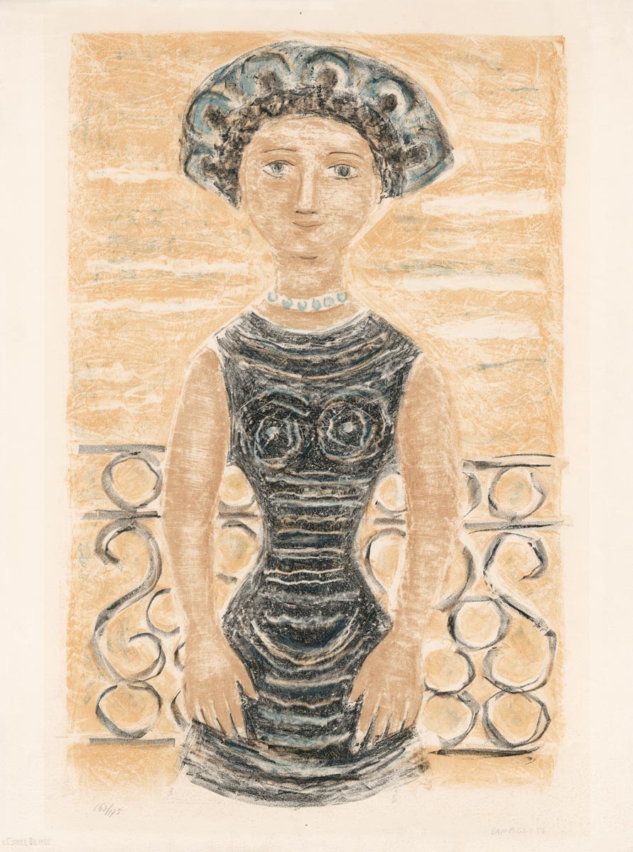 Massimo Campigli, Lithographie, -Donne al balcone-, 1956