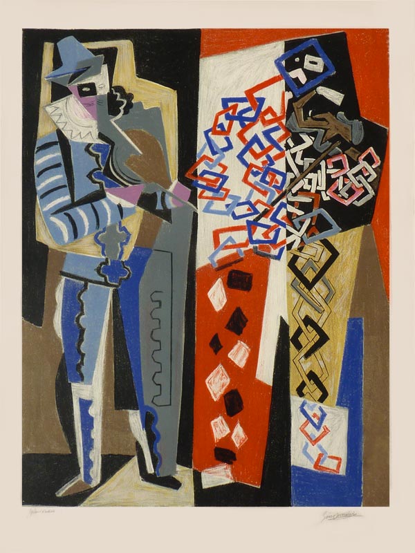 Gino Severini, Lithographie, -Arlecchino e Pedrolino-, 1964